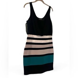Express Black and Cream Striped Mini Dress